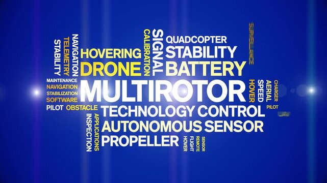Multirotor animated word cloud-text design animation tag kinetic typography seamless loop.