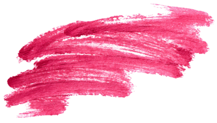 Vibrant pink cosmetic makeup lipstick swatch texture stroke with visible brush marks isolated on transparent background