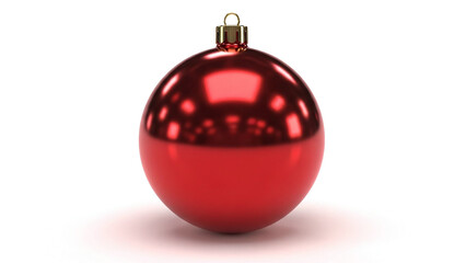 Single red glossy Christmas ornament ball metallic shine
