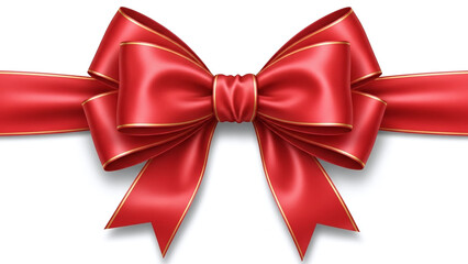 Large red Christmas ribbon bow isolated soft satin texture