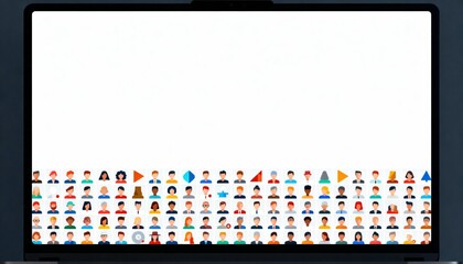 Diverse User Icons Displayed on a Video Conference Screen in a Grid Layout for Online Communication Illustration