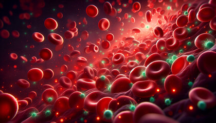 blood cells in vessels containing the virus