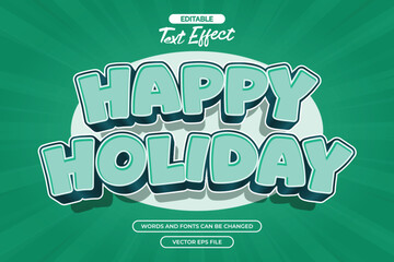 Happy holiday ediatble text effect with cartoon text style and with comic background