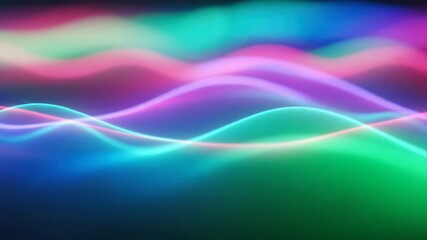 Abstract motion graphics with vibrant neon waves, creating a soothing visual experience suitable