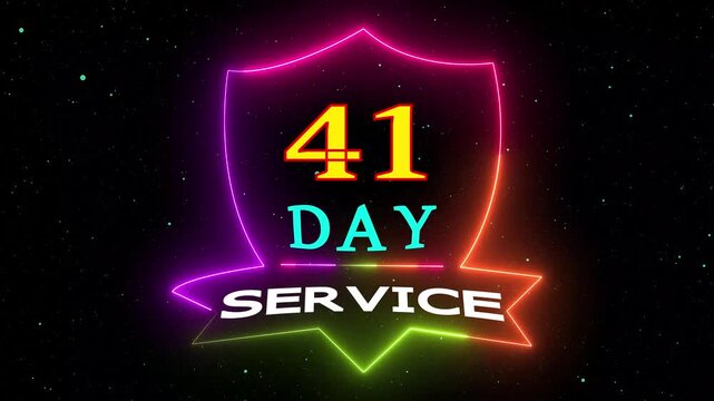 Neon sign 41 day service on black background