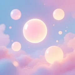 Soft luminous orbs floating in a dreamy pastel atmosphere