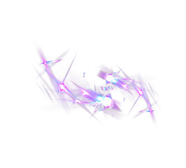 Abstract shattered crystal PNG effect with vibrant purple glow, sharp reflective shards, dynamic energy streaks and floating fragments. Perfect for sci-fi designs, fantasy posters, game effects and dr