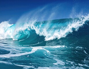 Fototapeta premium Ocean wave cresting in shades of blue