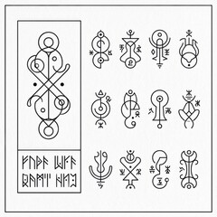 Collection of ancient norse runes and symbols for mystical designs