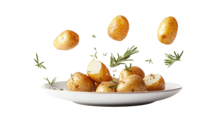 A plate of potatoes with herbs and spices