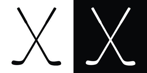 Crossed hockey stick silhouette vector, Ice hockey sticks icon, Hockey icon, Winter game vector illustration