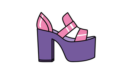 Stylish Purple and Pink Platform Sandal Illustration.