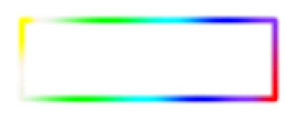 Abstract colorful gradient glowing neon rectangle border isolated on a transparent background 