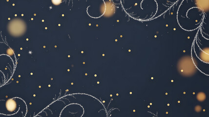 Elegant dark blue background with swirls lights and bokeh effect