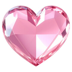 Shiny pink transparent 3D faceted heart jewel with brilliant light refraction for romantic wedding and anniversary graphic elements and luxury decor