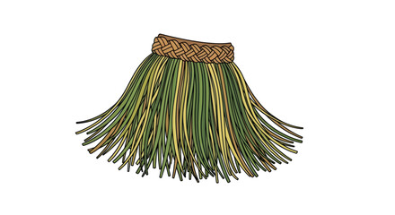 Handmade Natural Fiber Grass Skirt with Woven Waistband.