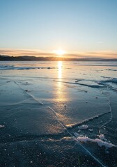 Vast expanse of shimmering ice, reflecting ambient light with beautiful frosty textures, creating a serene and chilly atmosphere ,pattern ,crystal ,deep