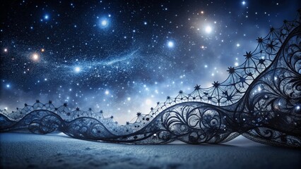 Celestial Lace Draped Across a Winter Landscape Under a Starry Night Sky