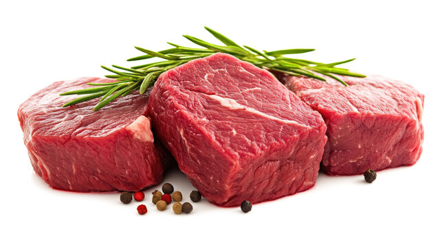 Three pieces of meat with rosemary
