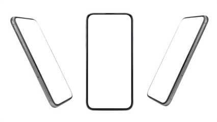 Premium Smartphone Mockup Set: Multiple Angled Views with White Screen - Realistic Styled Device for Product Presentation & Advertising