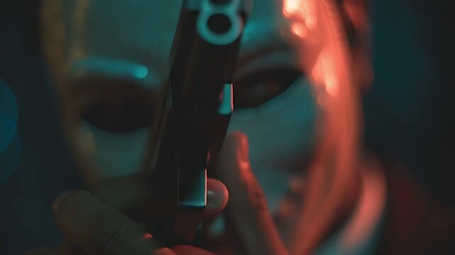 Criminal mask gun robbery heist violence threat dangerous weapon crime horror