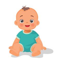 Cute little baby sitting on the floor