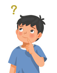 Little boy thinking confused with question mark