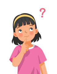 Little girl thinking confused with question mark