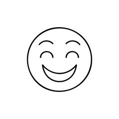 A minimal smiling face with raised eyebrows, representing light, sincere happiness and positivity.