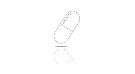 Simple Outline of a Capsule with Reflection on Surface.