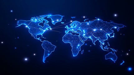 Global network connection world map digital technology communication worldwide business concept map illustration