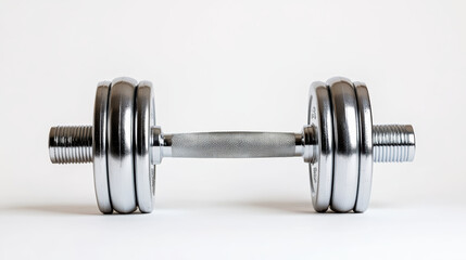 Obraz premium Adjustable dumbbell with chrome plates on white background