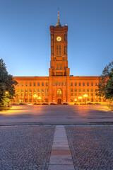 The Berlin Town Hall at dawn with no people