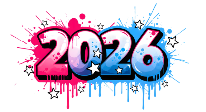 Graffiti style 2020 numbers with paint splatter effect