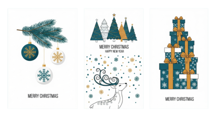 Festive christmas and new year vertical banners with holiday illustrations