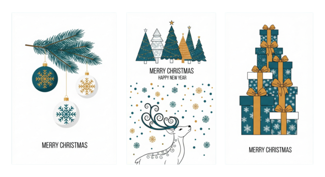 Festive christmas and new year vertical banners with holiday illustrations