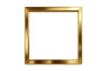 Golden frame providing a luxurious border for photos, artwork, or text, with a shiny surface and transparent background