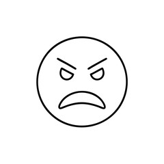 A face with sharp angled eyebrows and a tense mouth, symbolizing irritation, frustration, or anger.