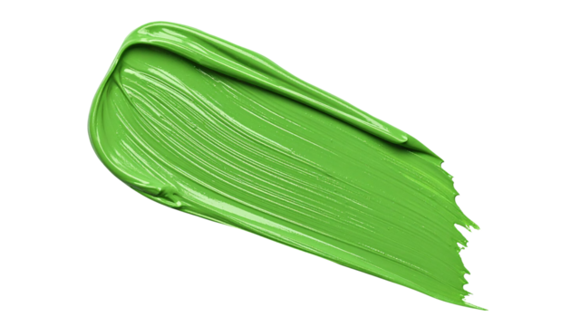 textured abstract lime color paint stroke isolated on transparent background, png