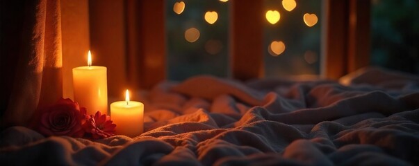 Cozy Candlelit Interior Warm Shadows and Soft Textures for Relaxation and Intimacy