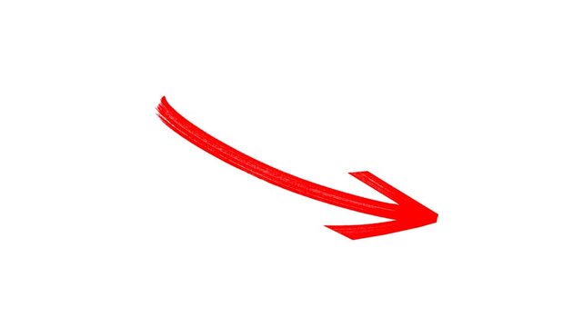 Hand drawn Arrows animation on a transparent background, Hand drawn thin arrow graphic animation.