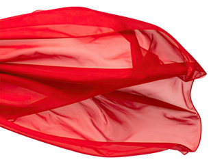 Flowing, translucent red fabric against black background