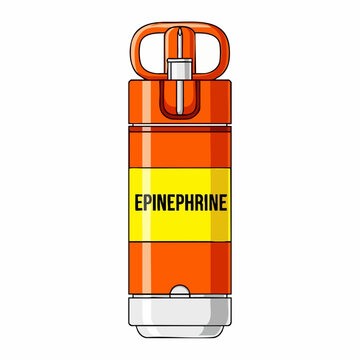 Epinephrine injection device, vital medical tool for emergency allergic reaction treatment, depicted in bright orange container.