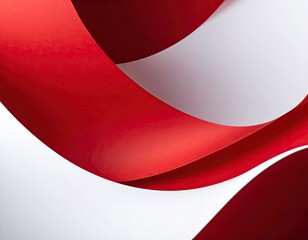 Red ribbon curves on a white background