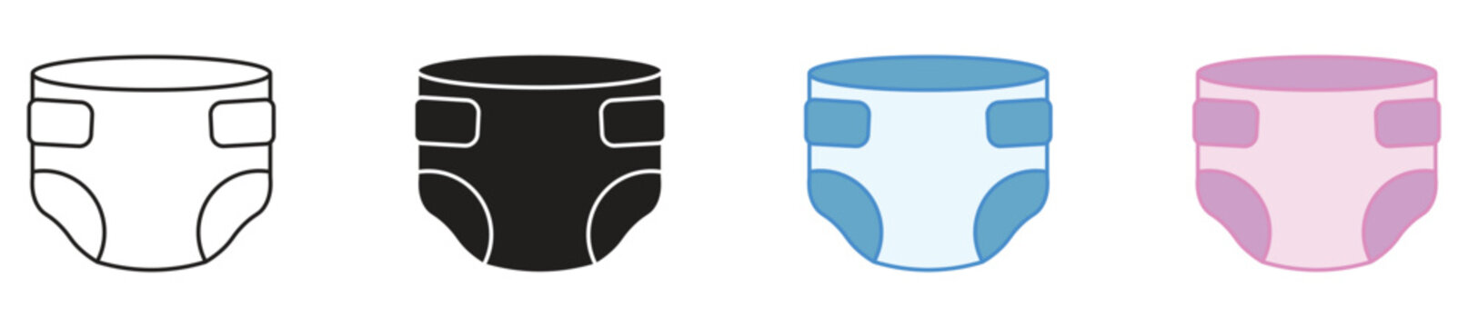 Baby diaper icon set, vector illustration.