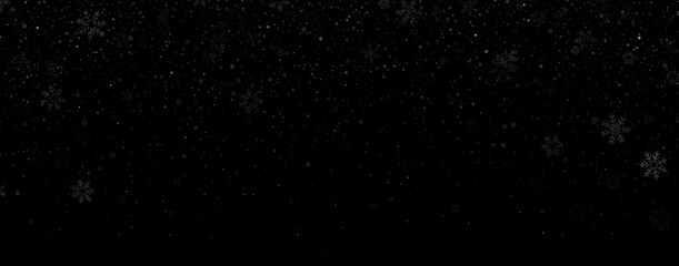 Fototapeta premium Heavy Snowfall Overlay Effect Falling Snowflakes on Black Background