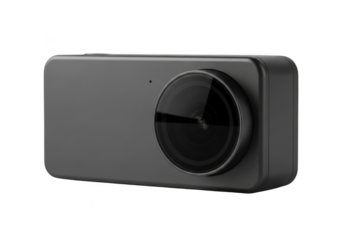 Gray action camera photography, digital camera, photo camera, video camera, technology, electronic device isolated on transparent background