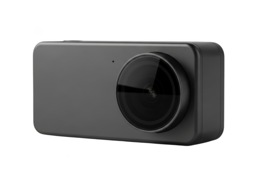 Gray action camera photography, digital camera, photo camera, video camera, technology, electronic device isolated on transparent background