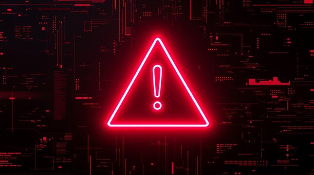 Red alert warning sign on digital background for cyber security threat and system vulnerability issues