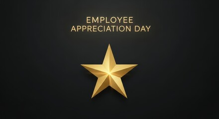 Obraz premium Golden star award for employee appreciation day on a dark background